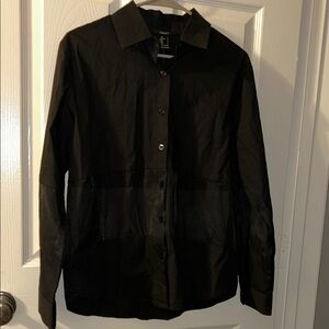 Chic Black/Mesh Button-Up Shirt